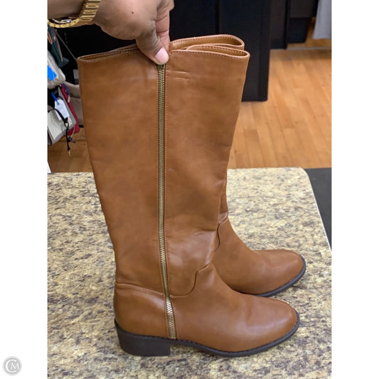 Boots Knee Flats By Forever 21 In Brown, Size: 8