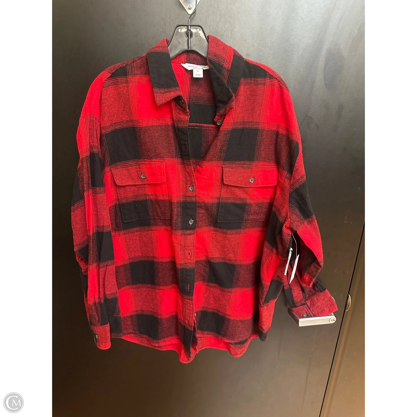 Top Long Sleeve By Old Navy In Plaid Pattern, Size: Xl