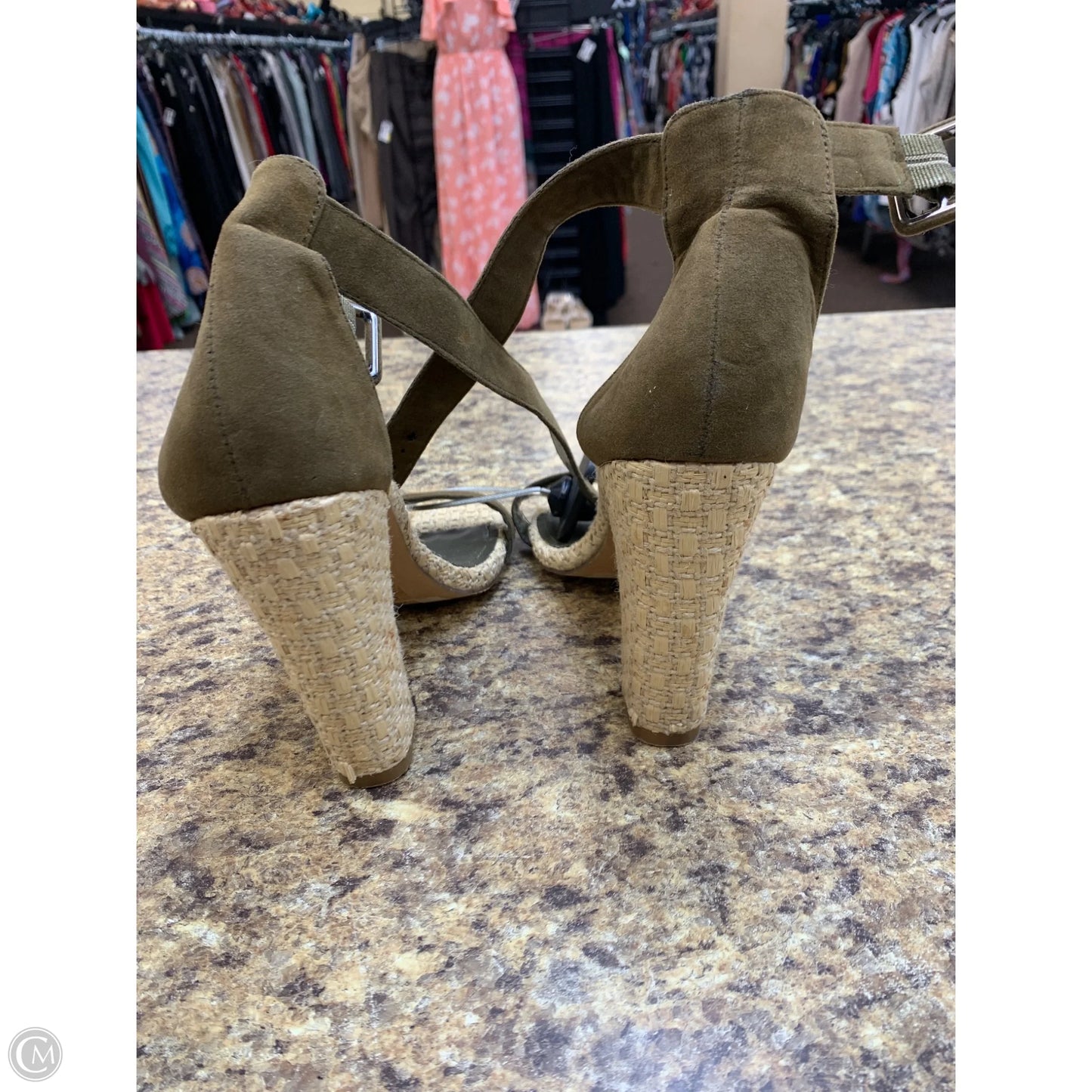 Shoes Heels Block By Cmf In Green, Size: 10