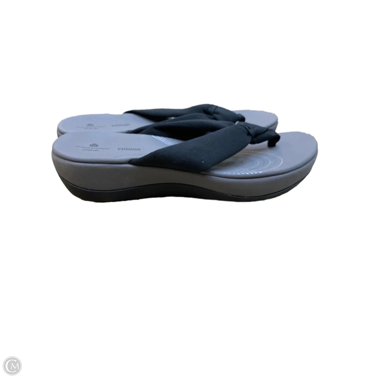 Sandals Flats By Clarks In Black & Grey, Size: 8