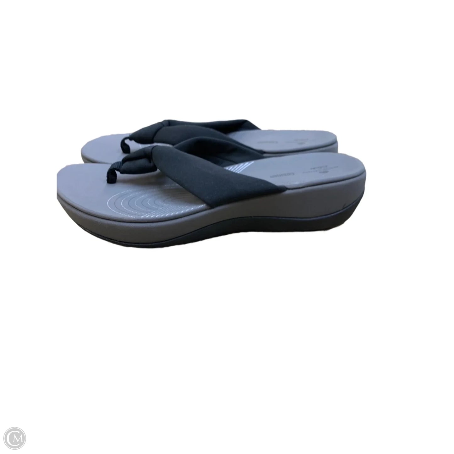 Sandals Flats By Clarks In Black & Grey, Size: 8