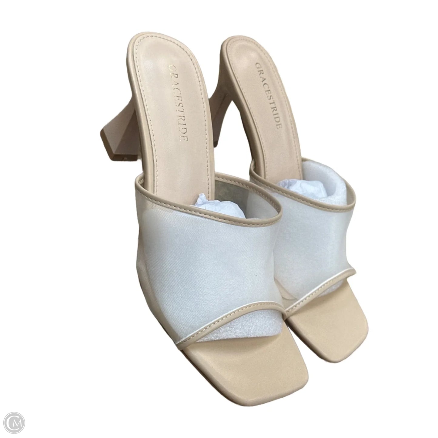 Sandals Heels Kitten By Cmf In Beige, Size: 9