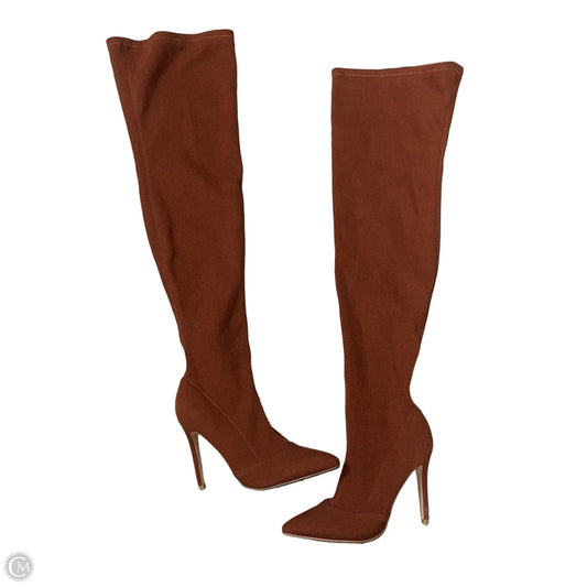 Boots Over-the-knee Heels By Fashion Nova In Brown, Size: 10