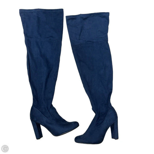 Boots Mid-calf Heels By Just Fab In Navy, Size: 10