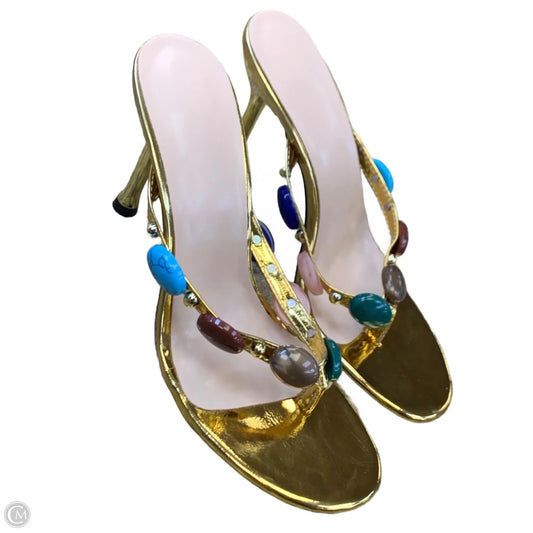 Sandals Heels Kitten By Cmf In Gold, Size: 7