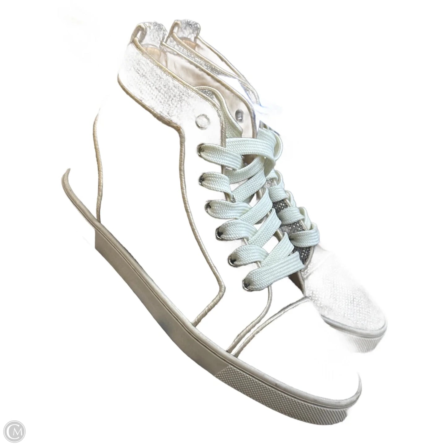 Shoes Luxury Designer By Christian Louboutin In Gold, Size: 7