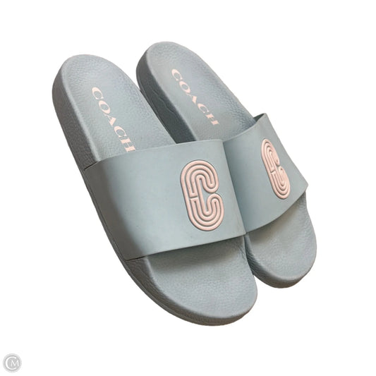 Sandals Designer By Coach In Teal, Size: 9
