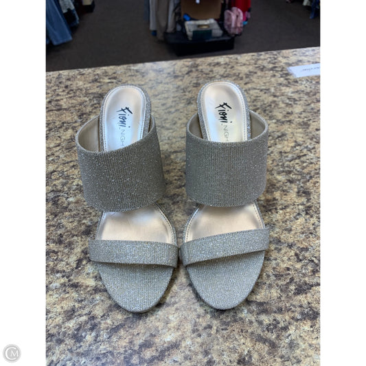 Sandals Heels Kitten By Fioni In Gold, Size: 7