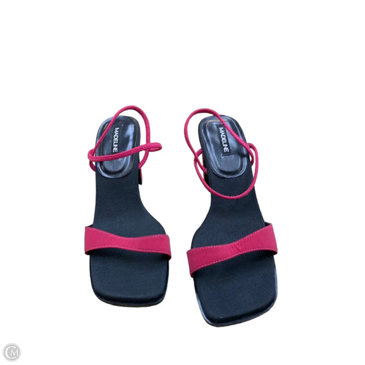 Sandals Heels Block By Madeleine In Black & Pink, Size: 7.5