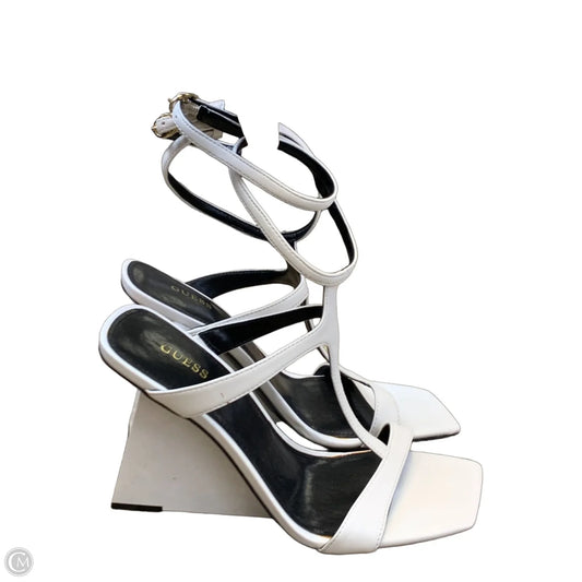 Sandals Heels Block By Guess In White, Size: 9