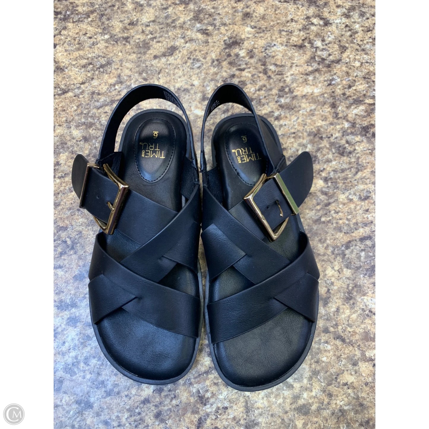 Sandals Flats By Time And Tru In Black, Size: 6