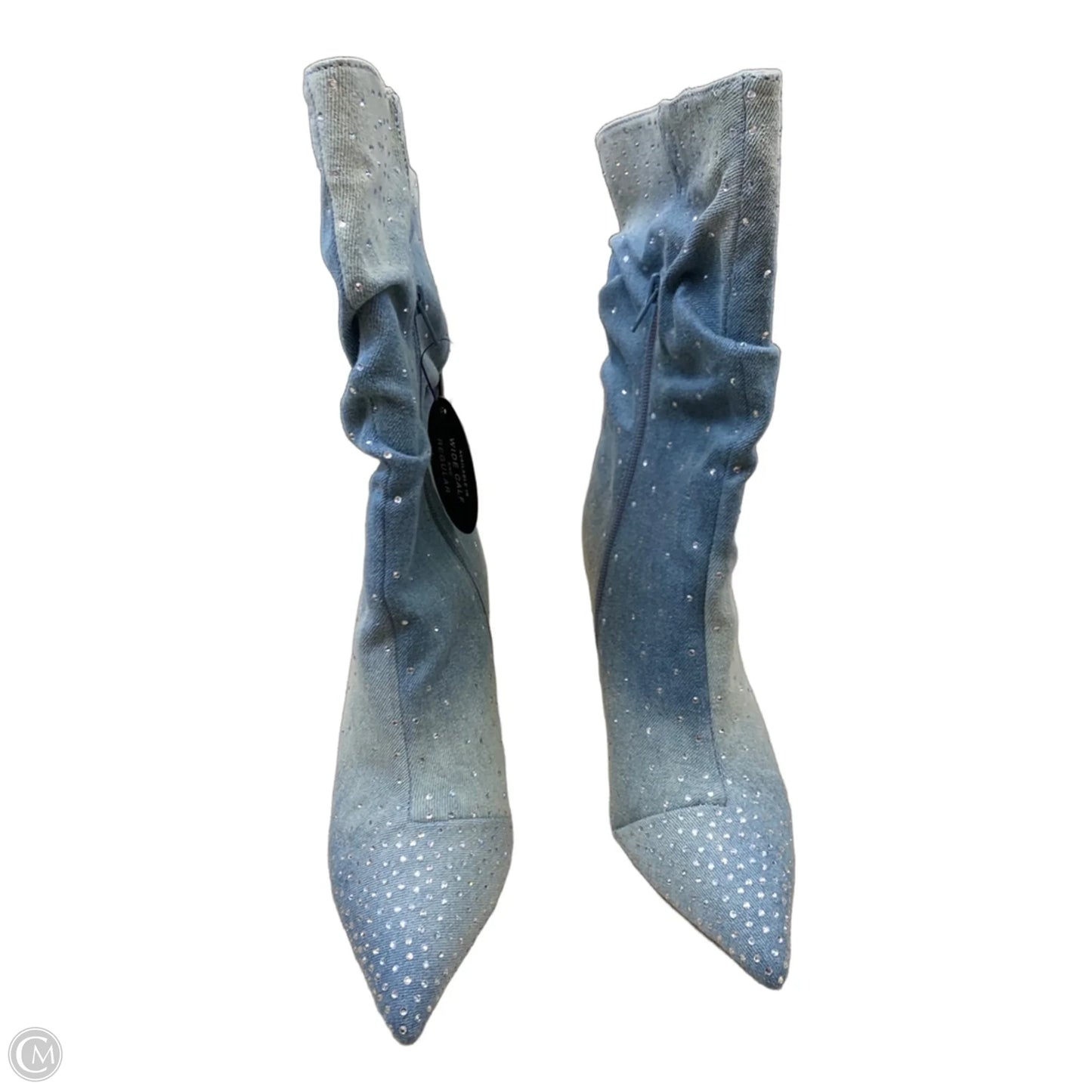 Boots Mid-calf Heels By Thalia Sodi In Blue Denim, Size: 7