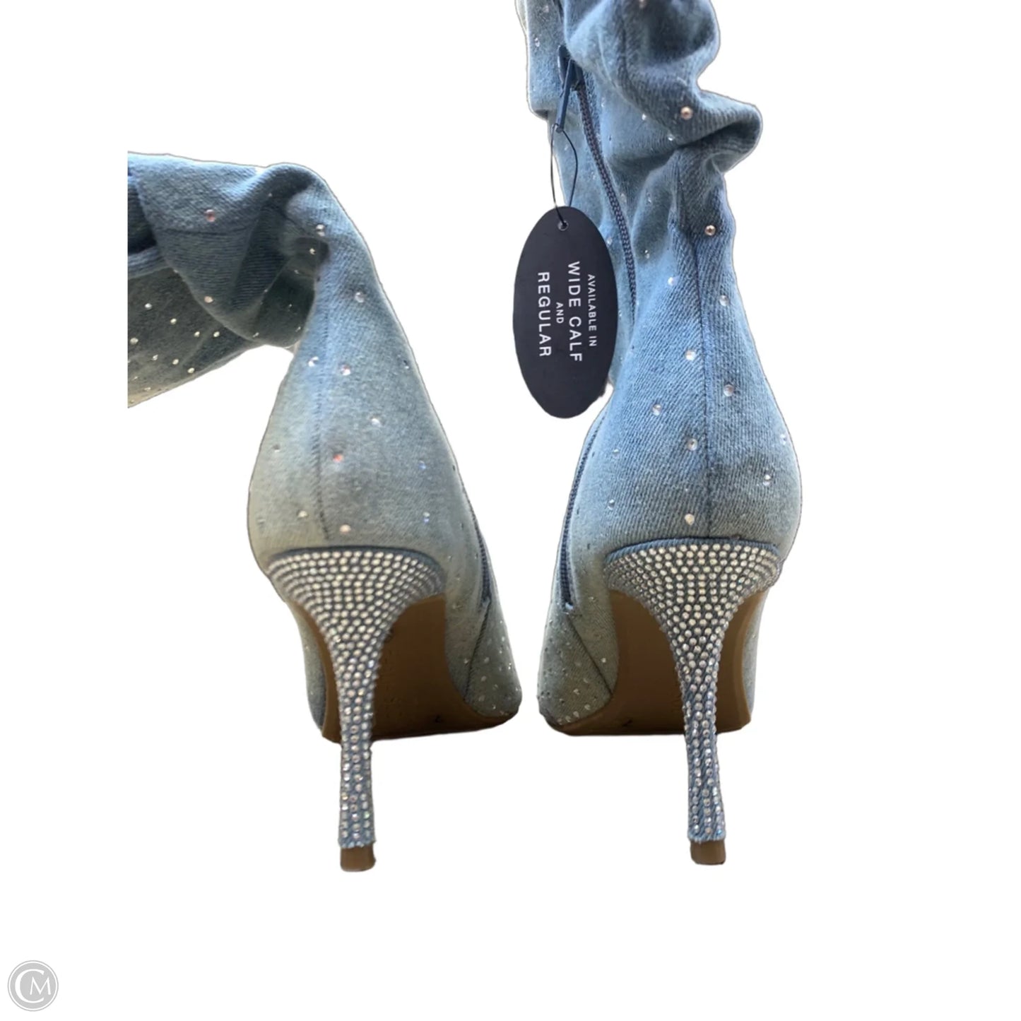 Boots Mid-calf Heels By Thalia Sodi In Blue Denim, Size: 7