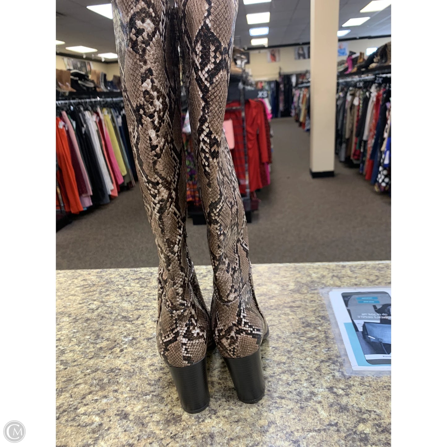 Boots Knee Heels By A New Day In Brown & Cream, Size: 8.5