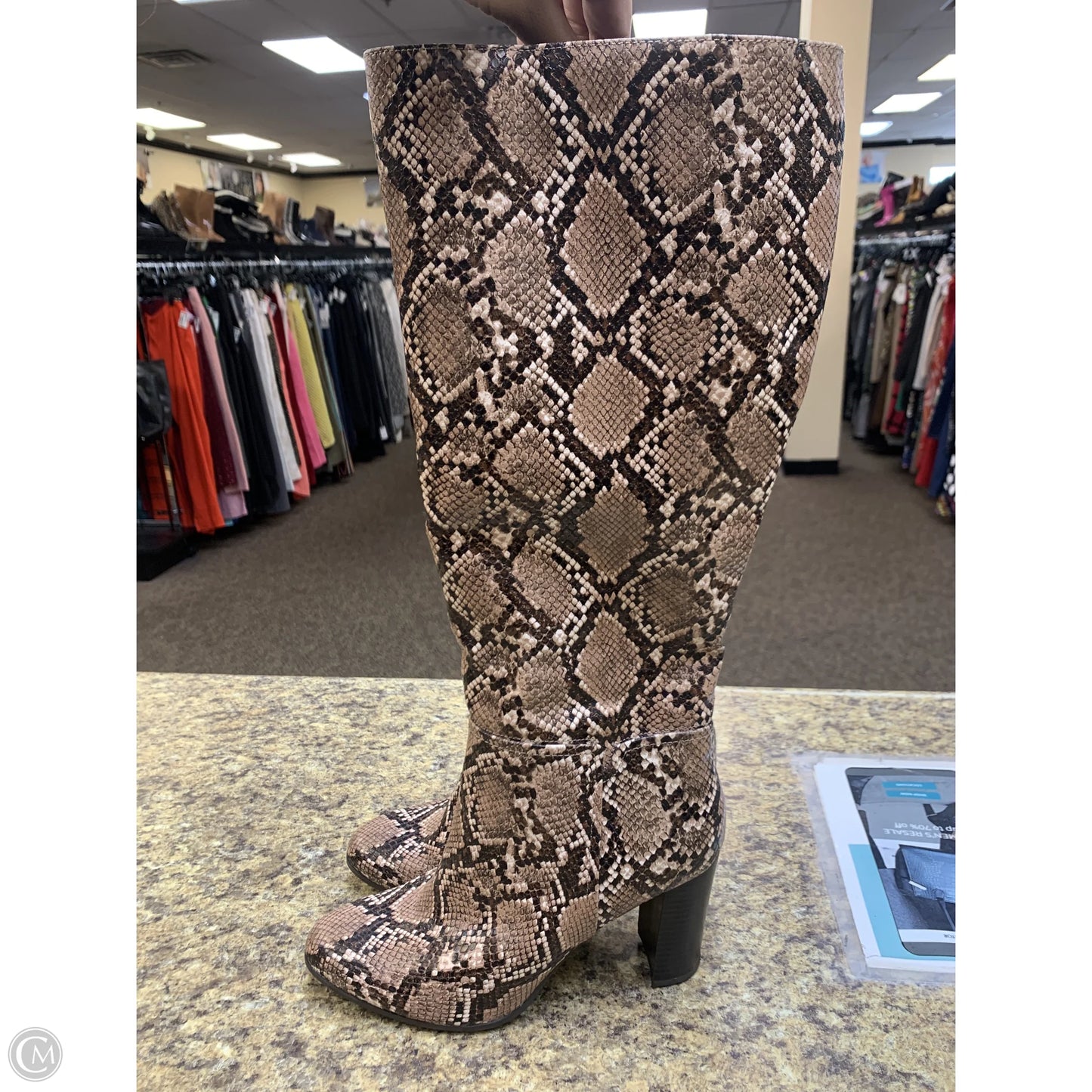 Boots Knee Heels By A New Day In Brown & Cream, Size: 8.5