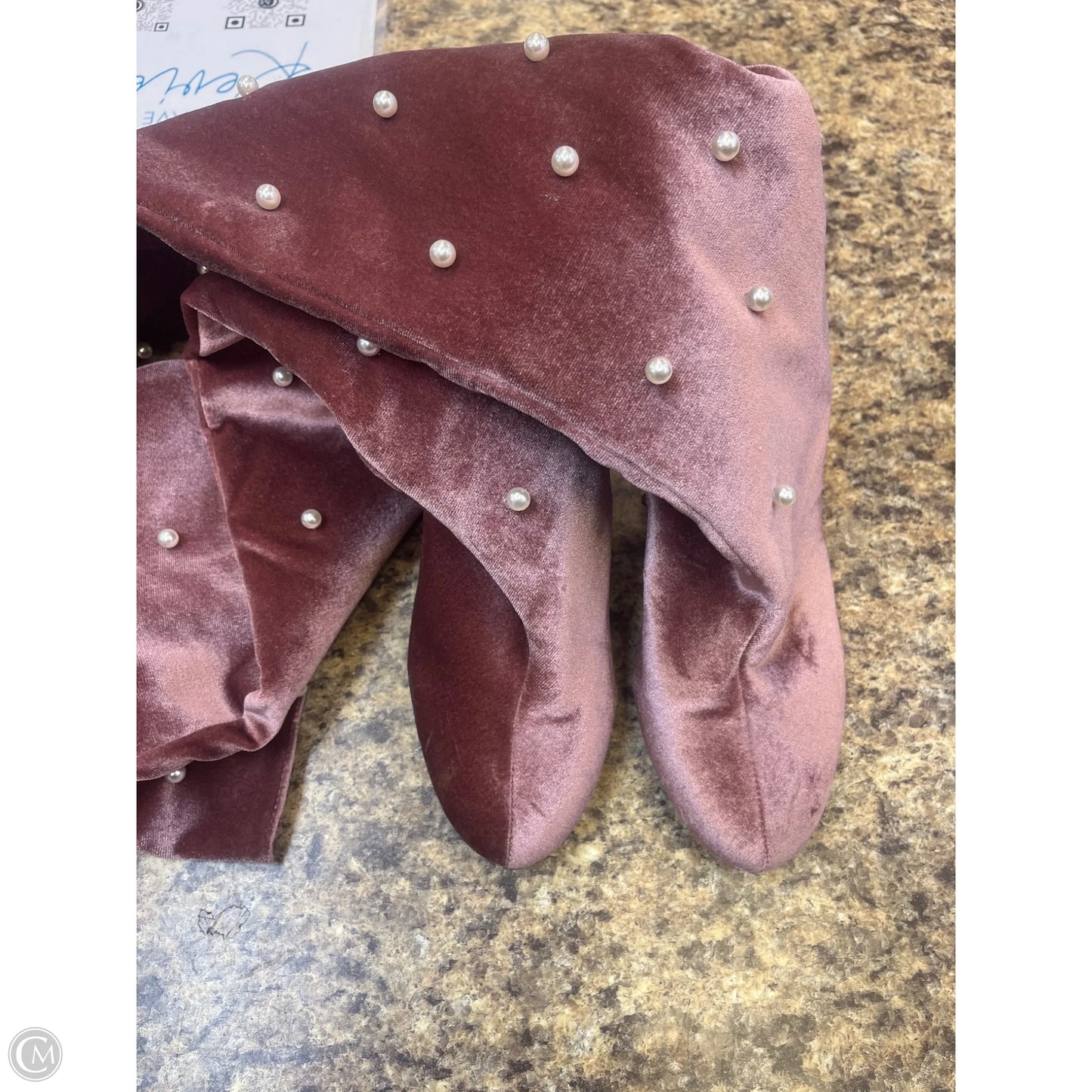 Boots Knee Heels By Yoki In Pink, Size: 8