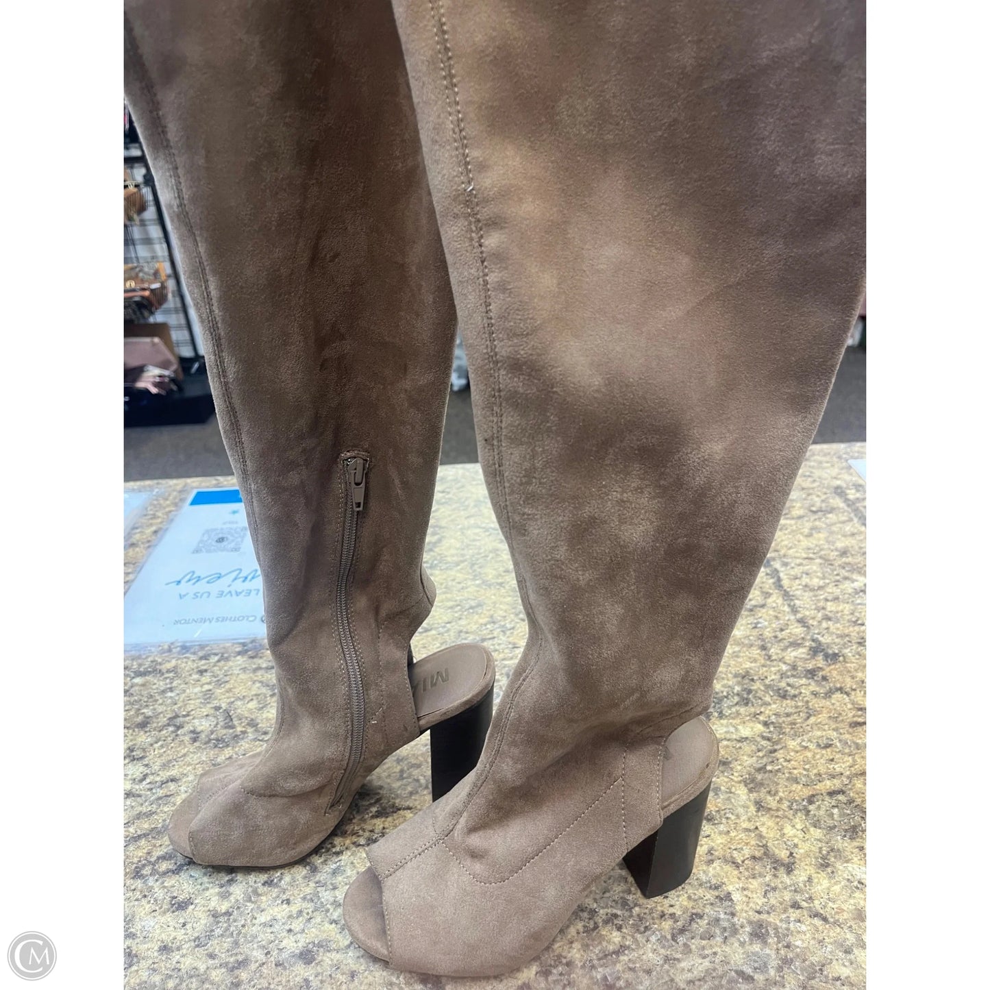 Boots Knee Heels By Mia In Beige, Size: 7.5