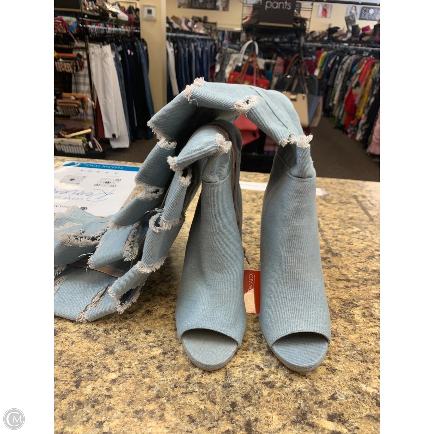Boots Ankle Flats By Cmf In Blue Denim, Size: 8.5
