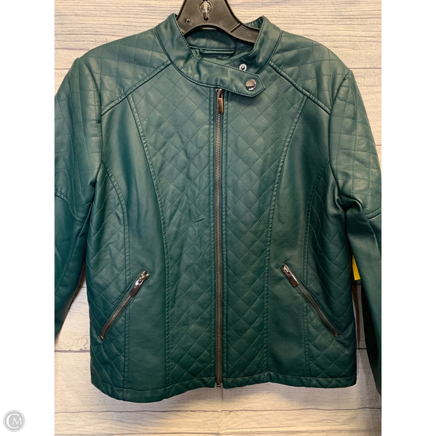 Jacket Leather By New York And Co In Green, Size: M