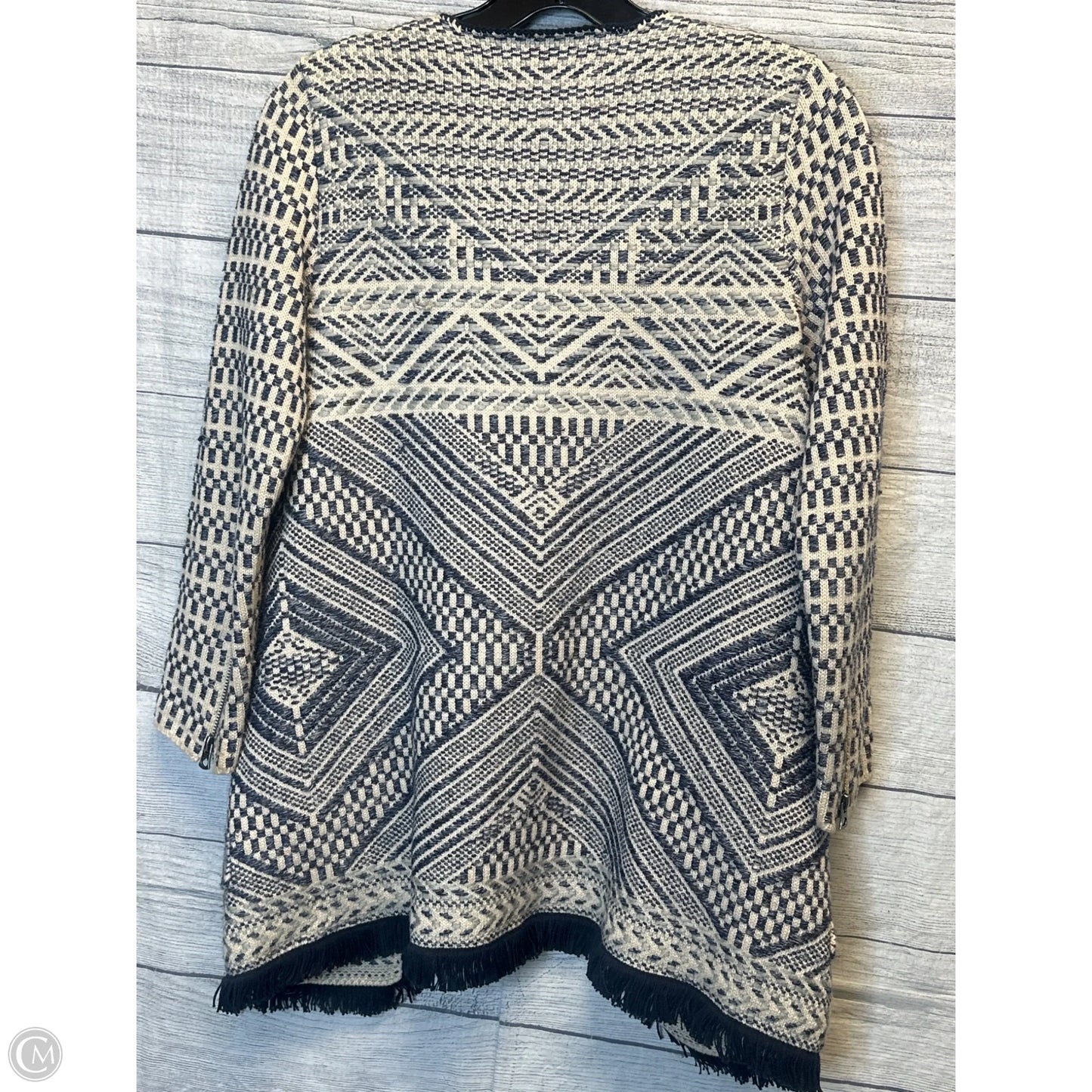 Sweater Cardigan By Lucky Brand In Blue & Cream, Size: S