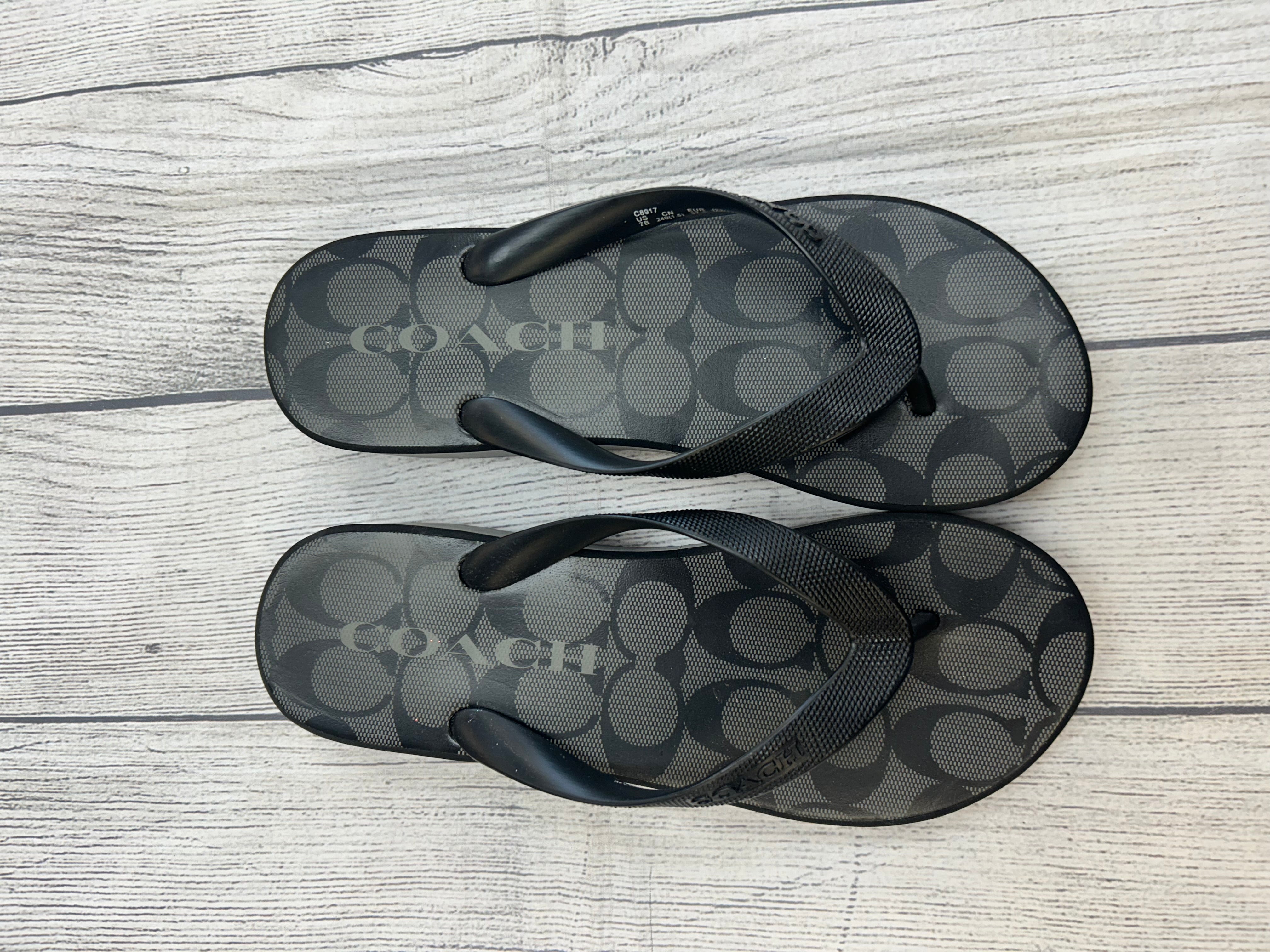 Coach silver flip store flops